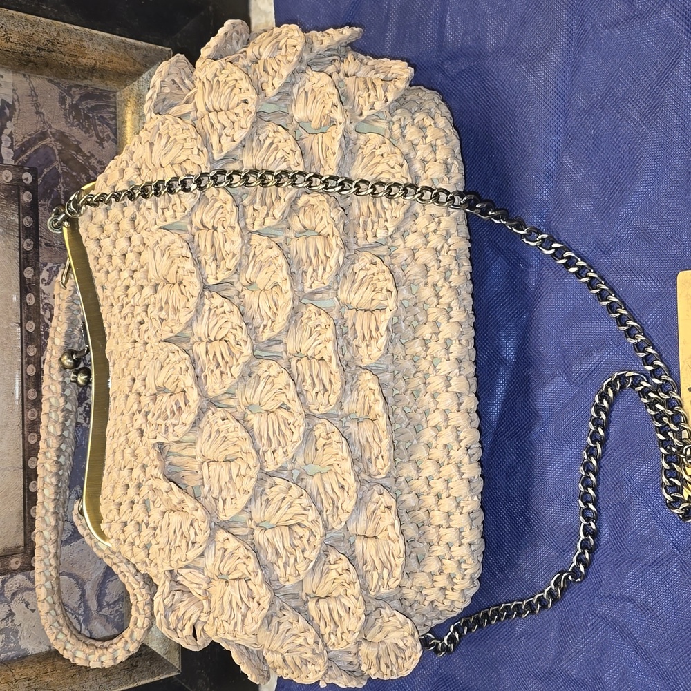 NWOT PATRICIA NASH Scalloped Raffia LAUREANA X-BODY IN A NEUTRAL BEIGE - Picture 14 of 17
